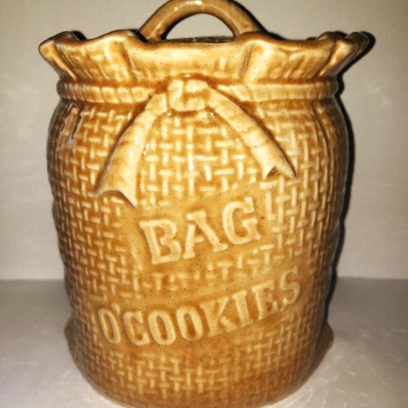 Vintage Burlap Bag Cookie Jar Bag O'Cookies made in Canada - Picture 1 of 11